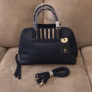 Brand new women navy blue leather handbag